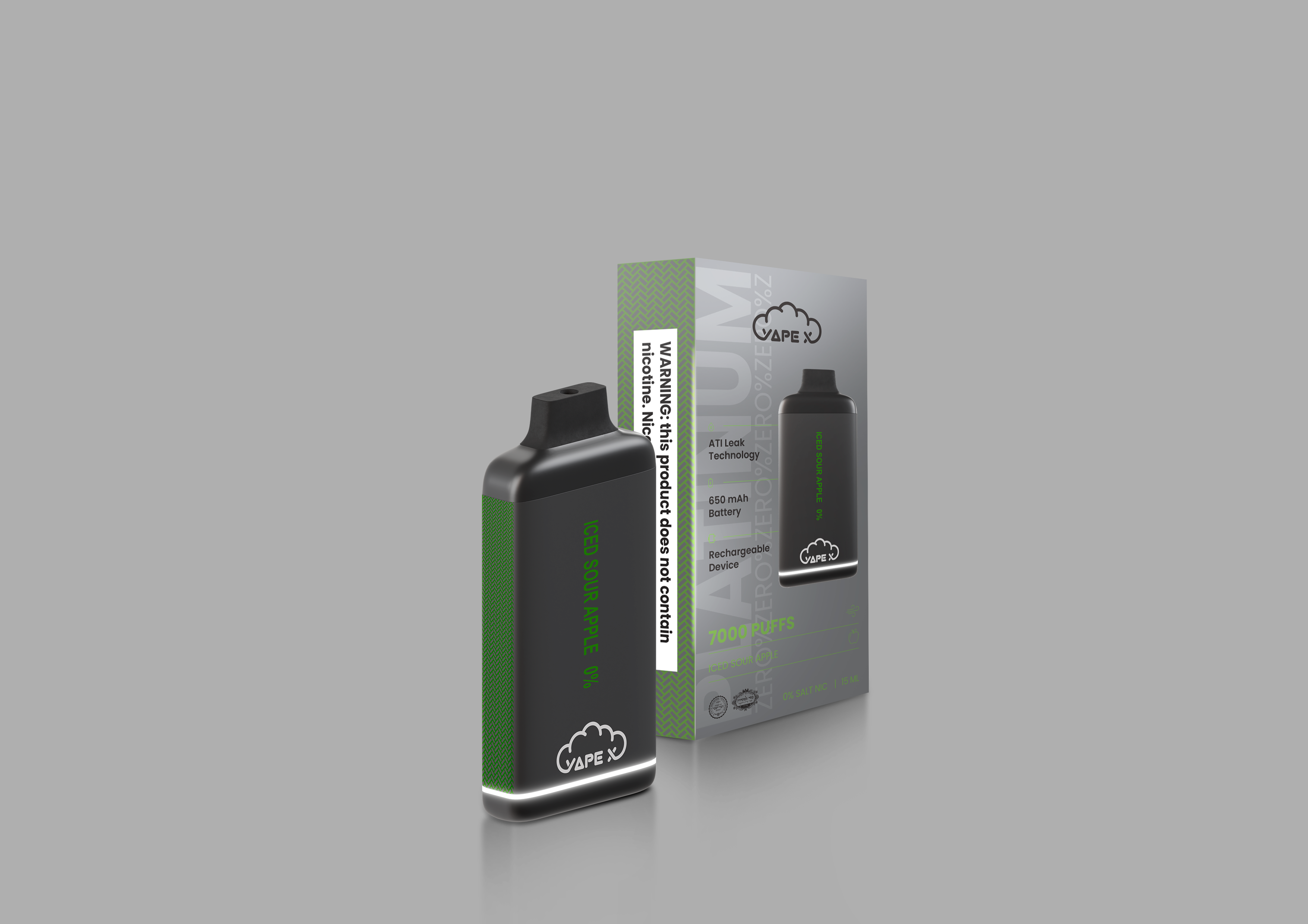 Iced Sour Apple Vape - 0% Nicotine