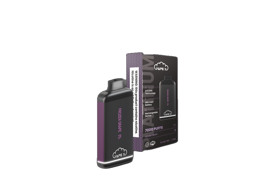 vapeX Frozen Grape 5% Nicotine (10 Pack) disposable vape front product view