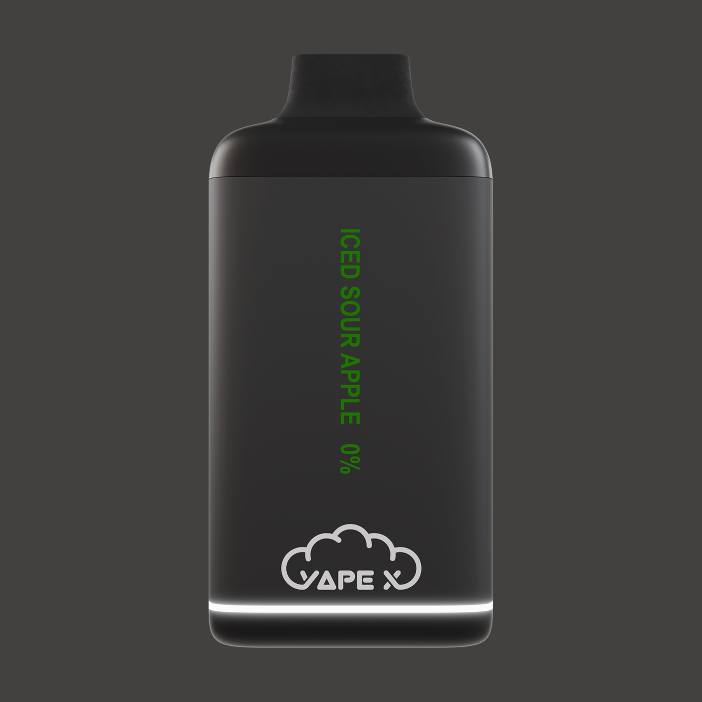vapeX Iced Sour Apple Vape 0% Nicotine disposable vape front product view