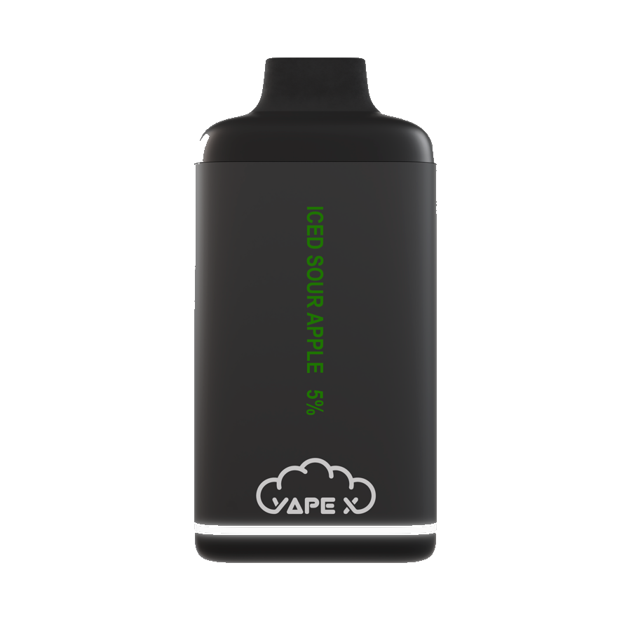 vapeX Iced Sour Apple 5% Nicotine (10 Pack) disposable vape front product view