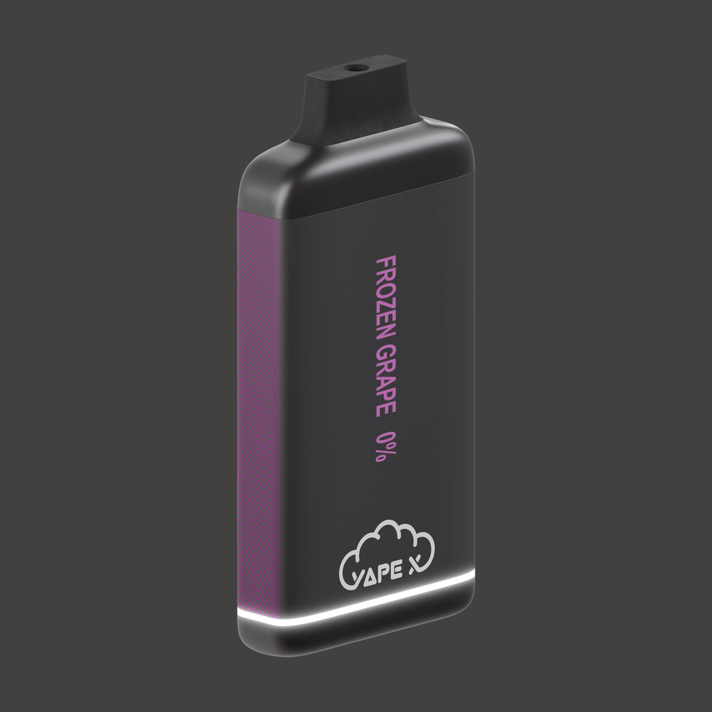 vapeX Frozen Grape Vape 0% Nicotine disposable vape angled product view