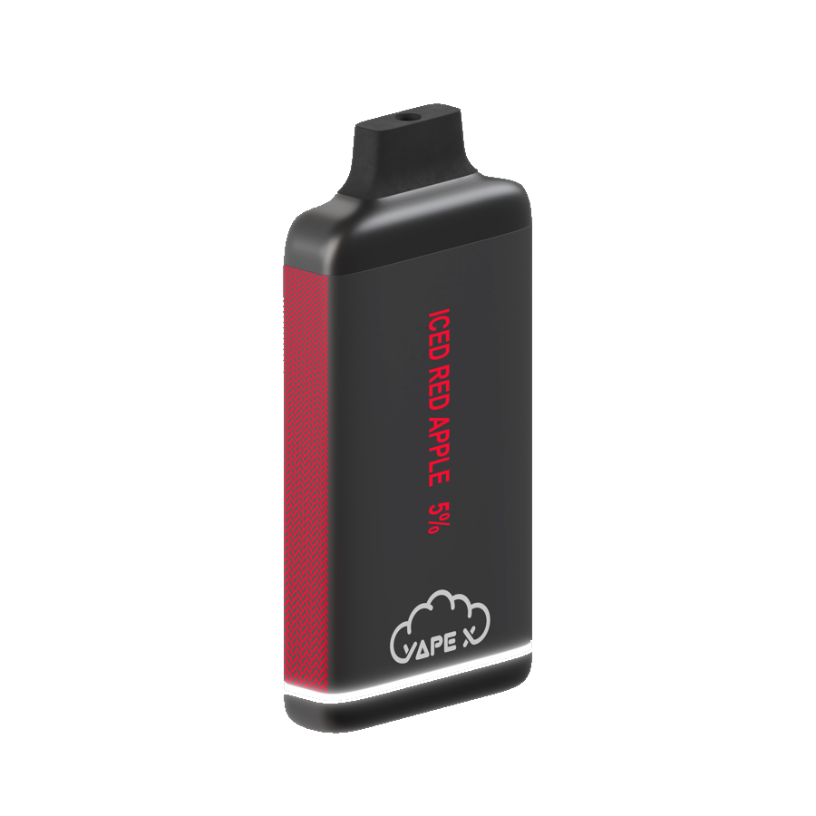vapeX Iced Red Apple Vape 5% Nicotine disposable vape angled product view