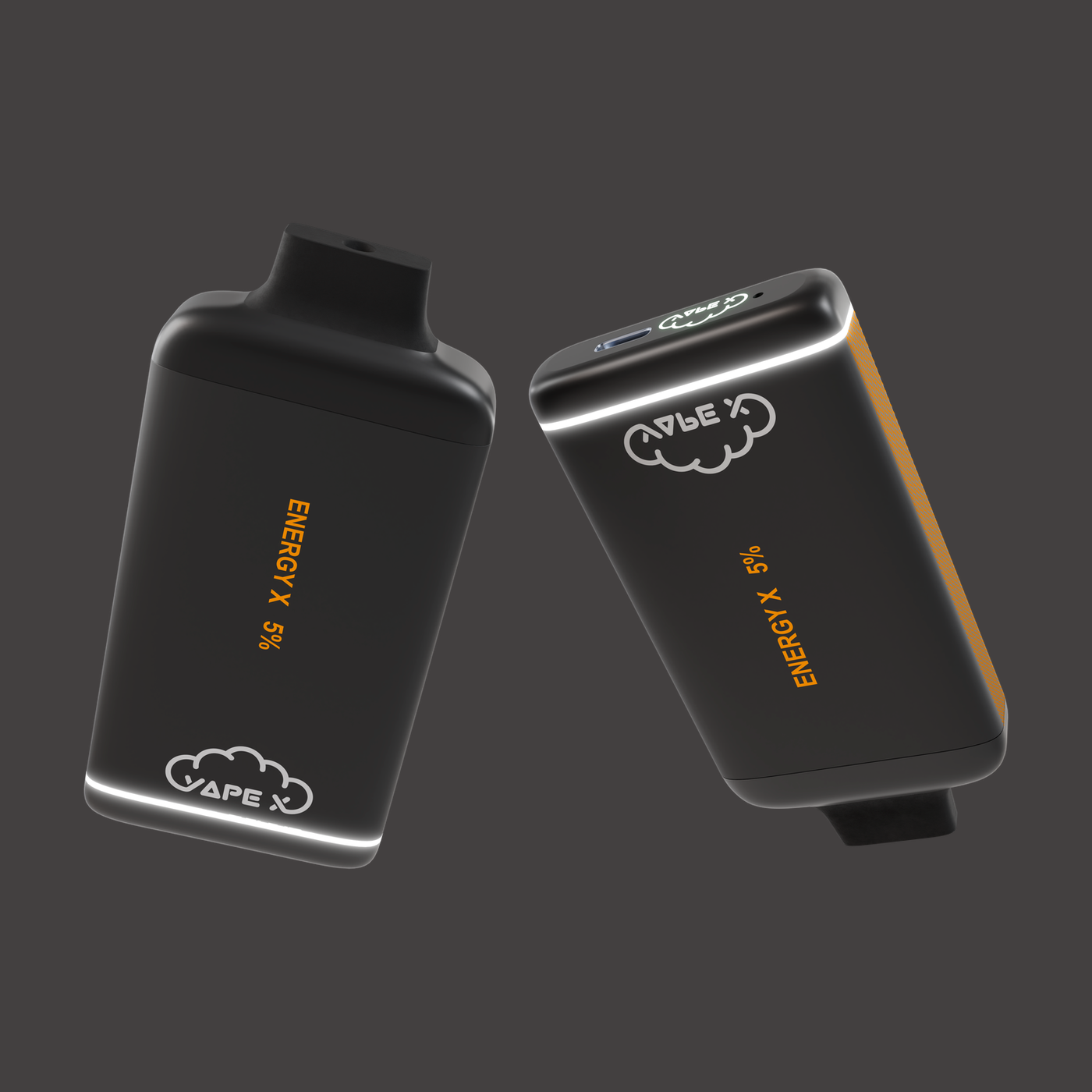 vapeX Energy X Vape 5% Nicotine disposable vape top and bottom detail view