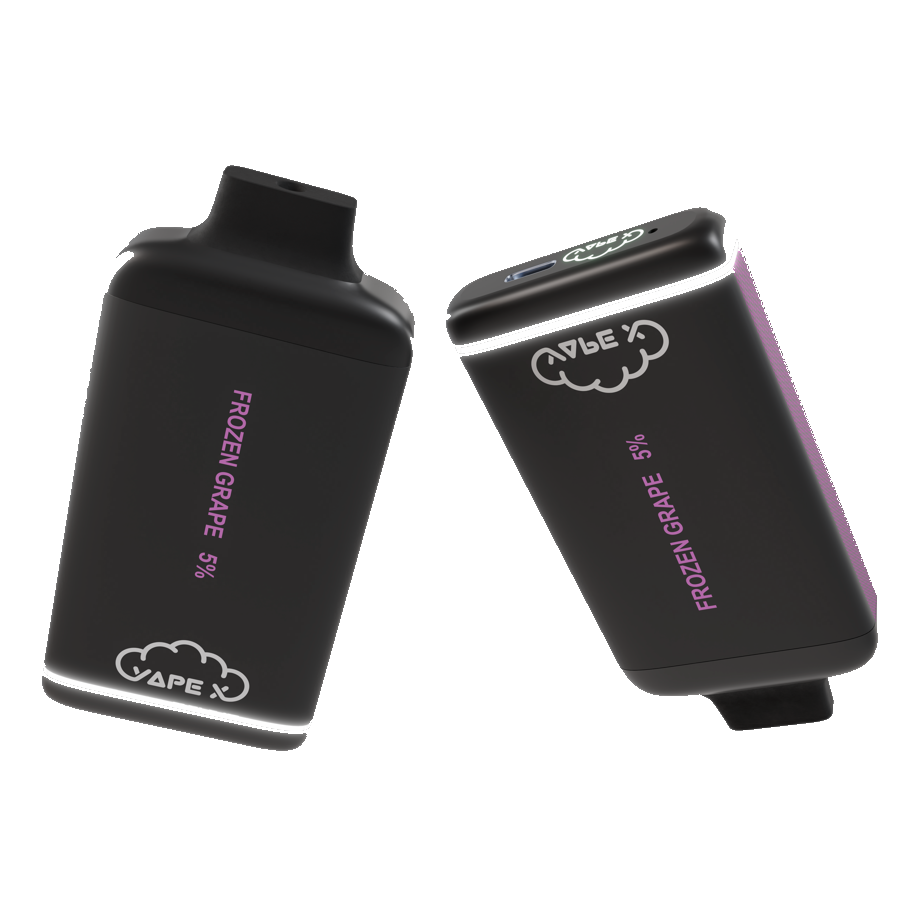 vapeX Frozen Grape Vape 5% Nicotine disposable vape top and bottom detail view