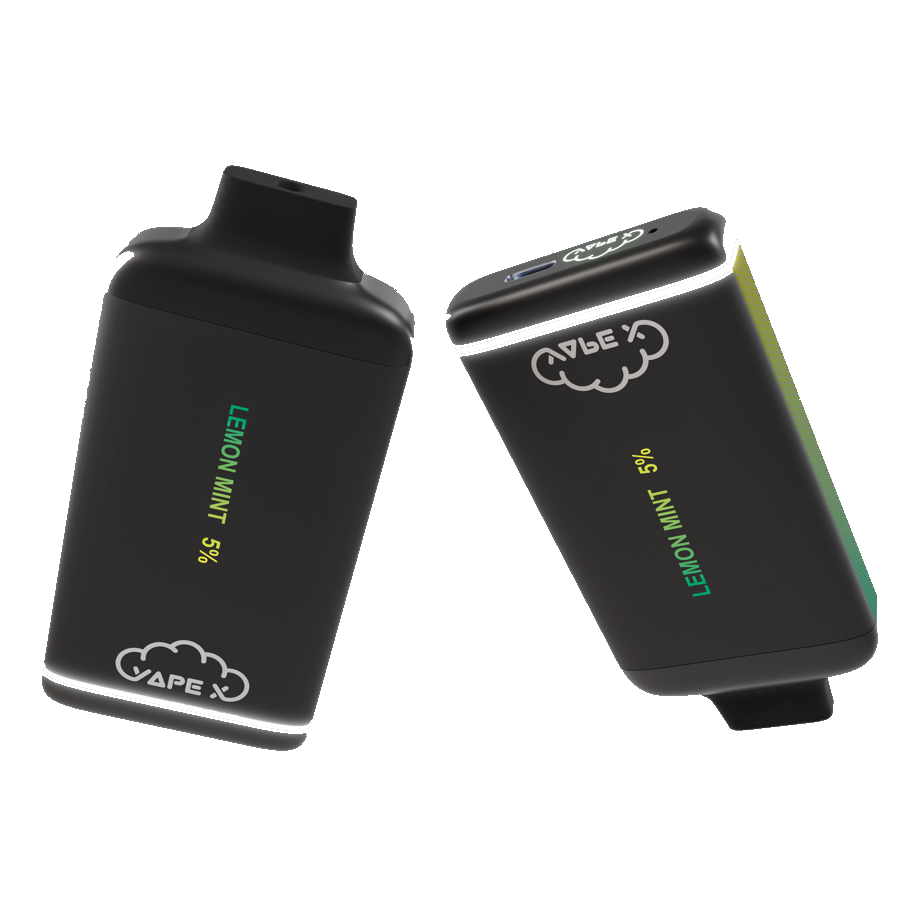 vapeX Lemon Mint Vape 5% Nicotine disposable vape top and bottom detail view
