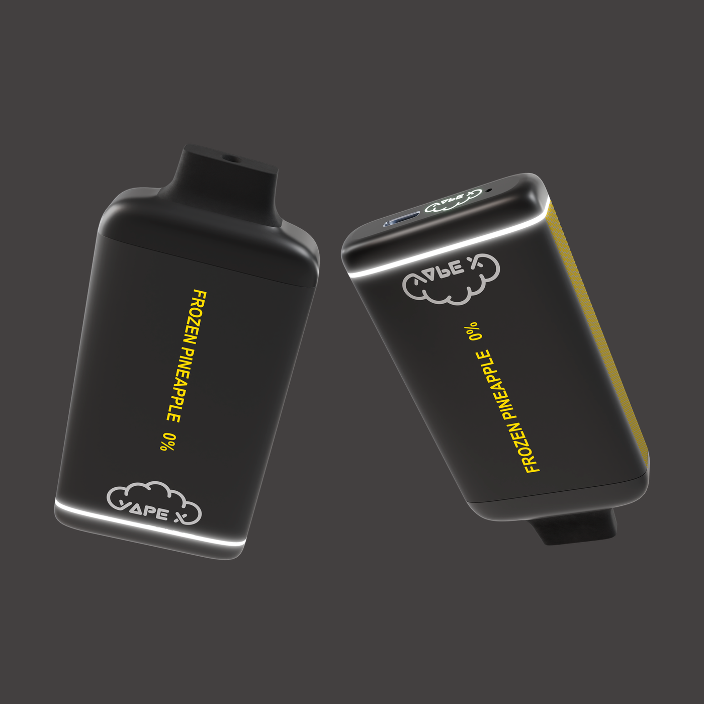 vapeX Frozen Pineapple Vape 0% Nicotine disposable vape top and bottom detail view
