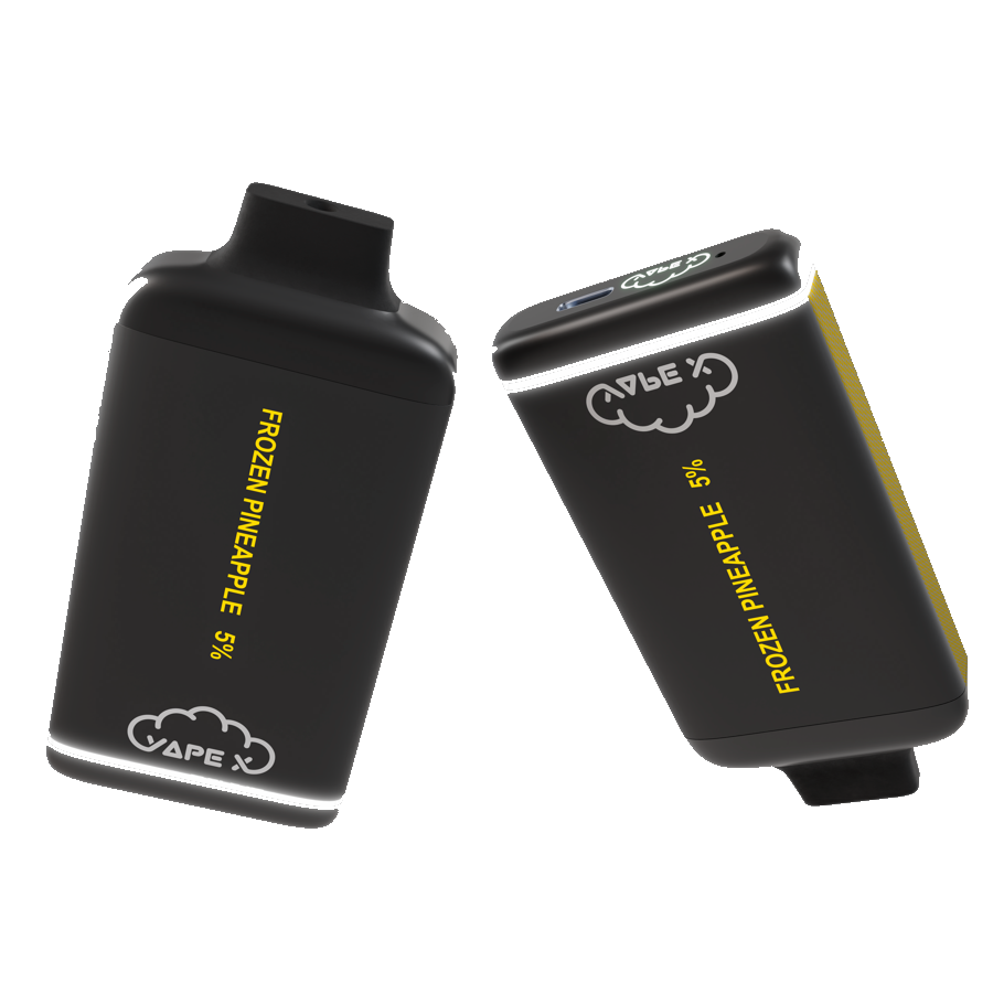 vapeX Frozen Pineapple 5% Nicotine (10 Pack) disposable vape top and bottom detail view