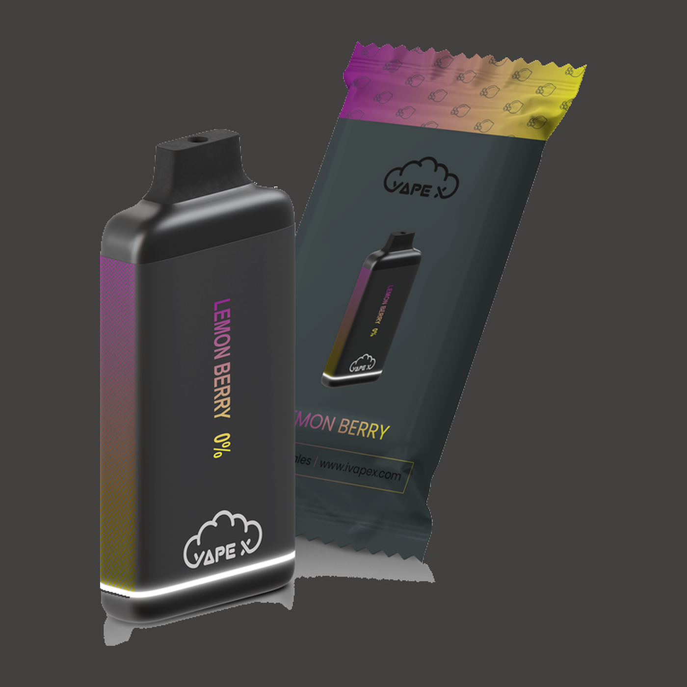 vapeX Lemon Berry 0% Nicotine (10 Pack) disposable vape packaging detail view
