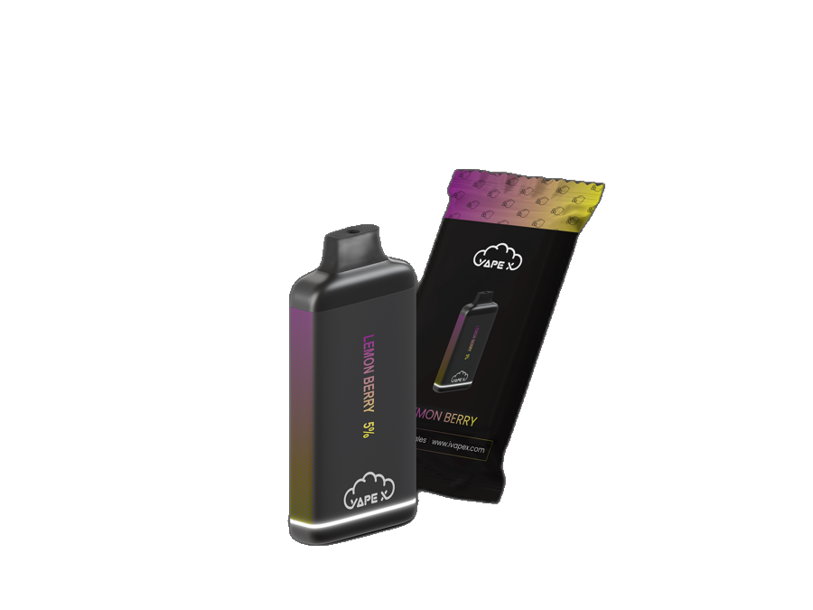 vapeX Lemon Berry 5% Nicotine (10 Pack) disposable vape packaging detail view