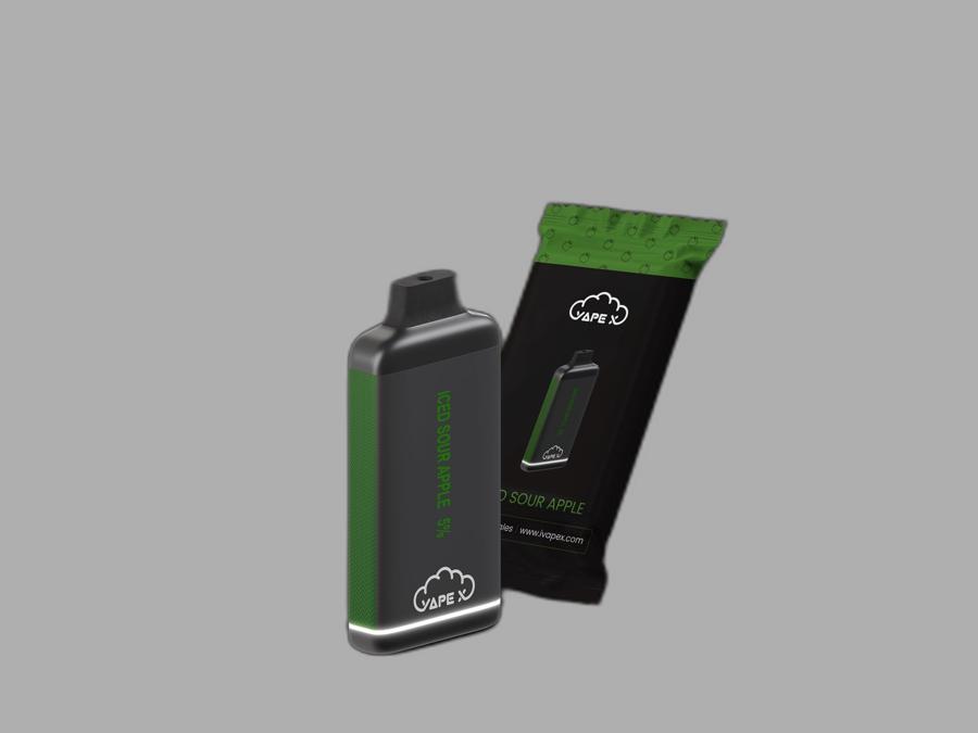 vapeX Iced Sour Apple 5% Nicotine disposable vape product image