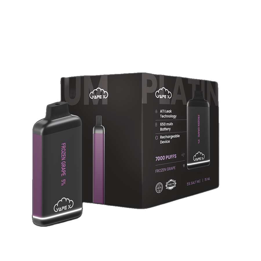vapeX Frozen Grape 5% Nicotine (10 Pack) disposable vape front product view