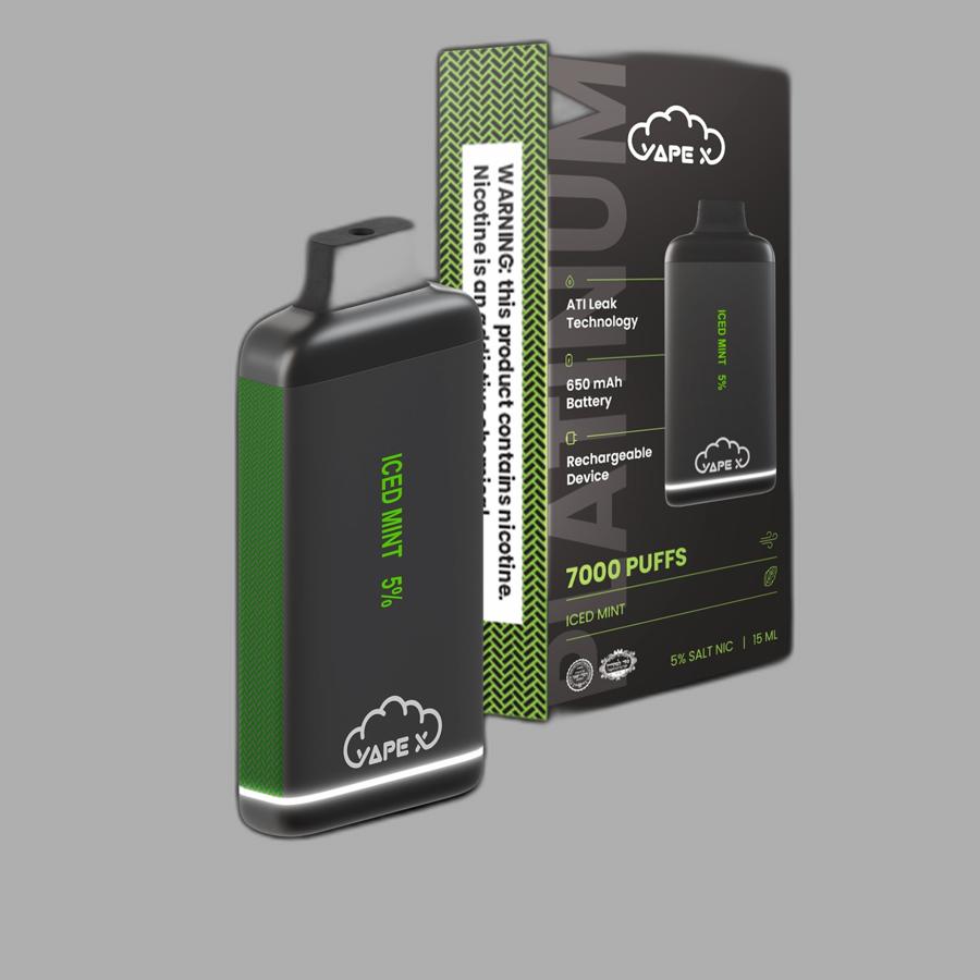 vapeX Iced Mint Vape 5% Nicotine disposable vape product image