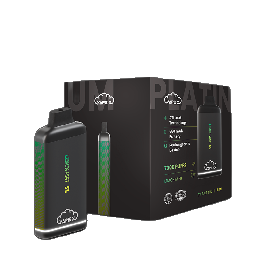 vapeX Lemon Mint 5% Nicotine (10 Pack) disposable vape front product view