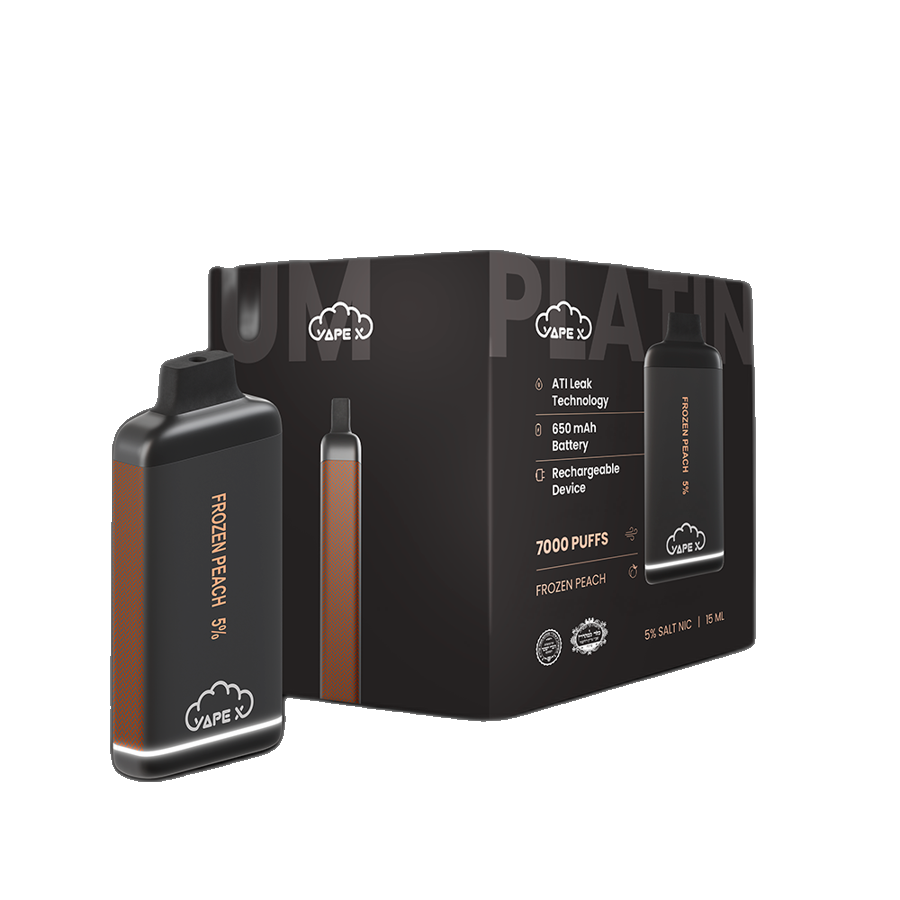 vapeX Frozen Peach 5% Nicotine (10 Pack) disposable vape front product view